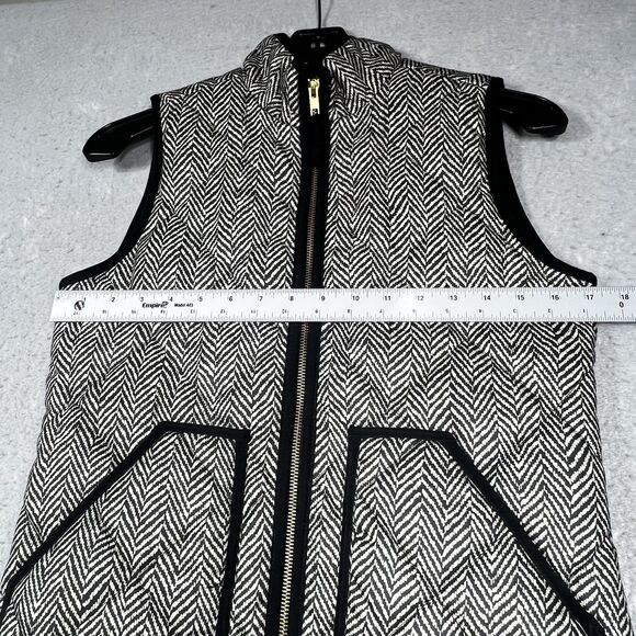 J Crew Vest Womens Size XXS Gray Black Full Zip Up Quilted Vest Sleeveless - Picture 5 of 11